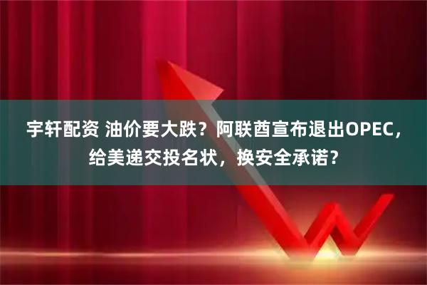宇轩配资 油价要大跌?阿联酋宣布退出OPEC,给美递交投名状,换安全承诺?
